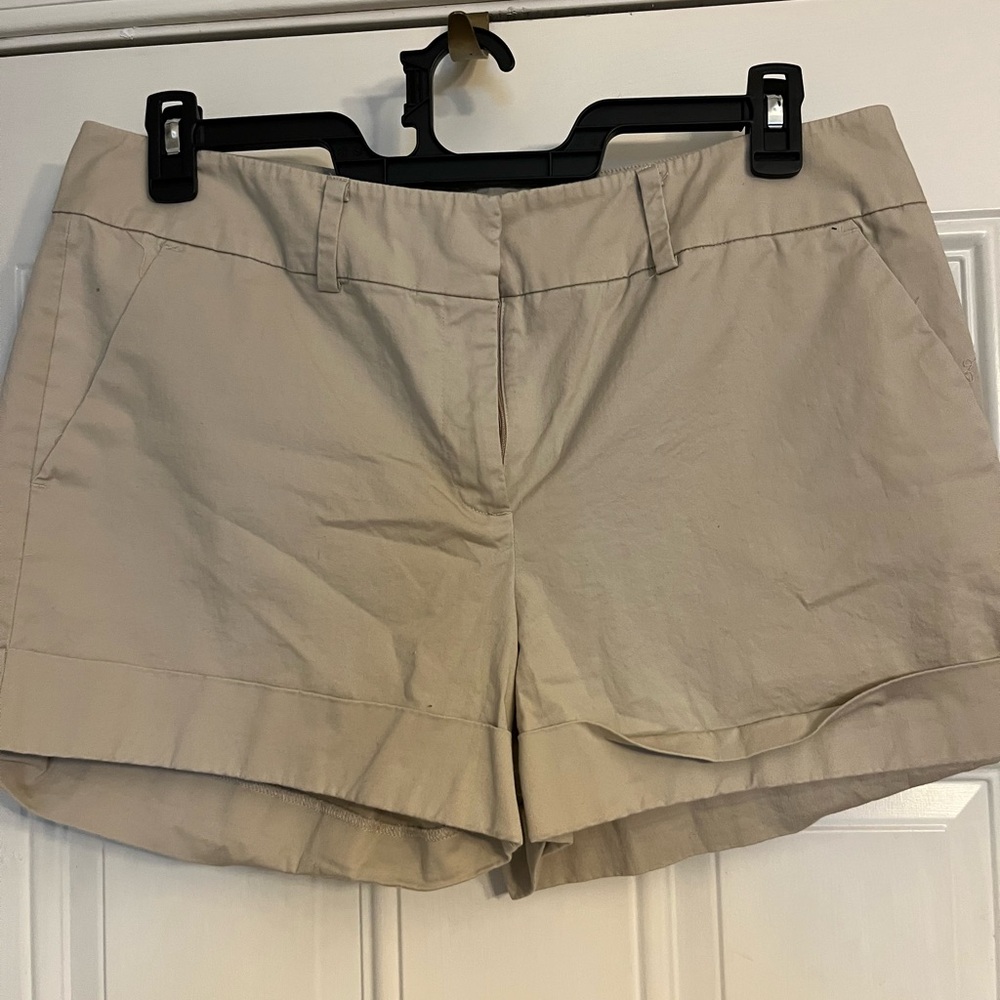 Tan Bermuda Shorts with Tailored Flat Front
